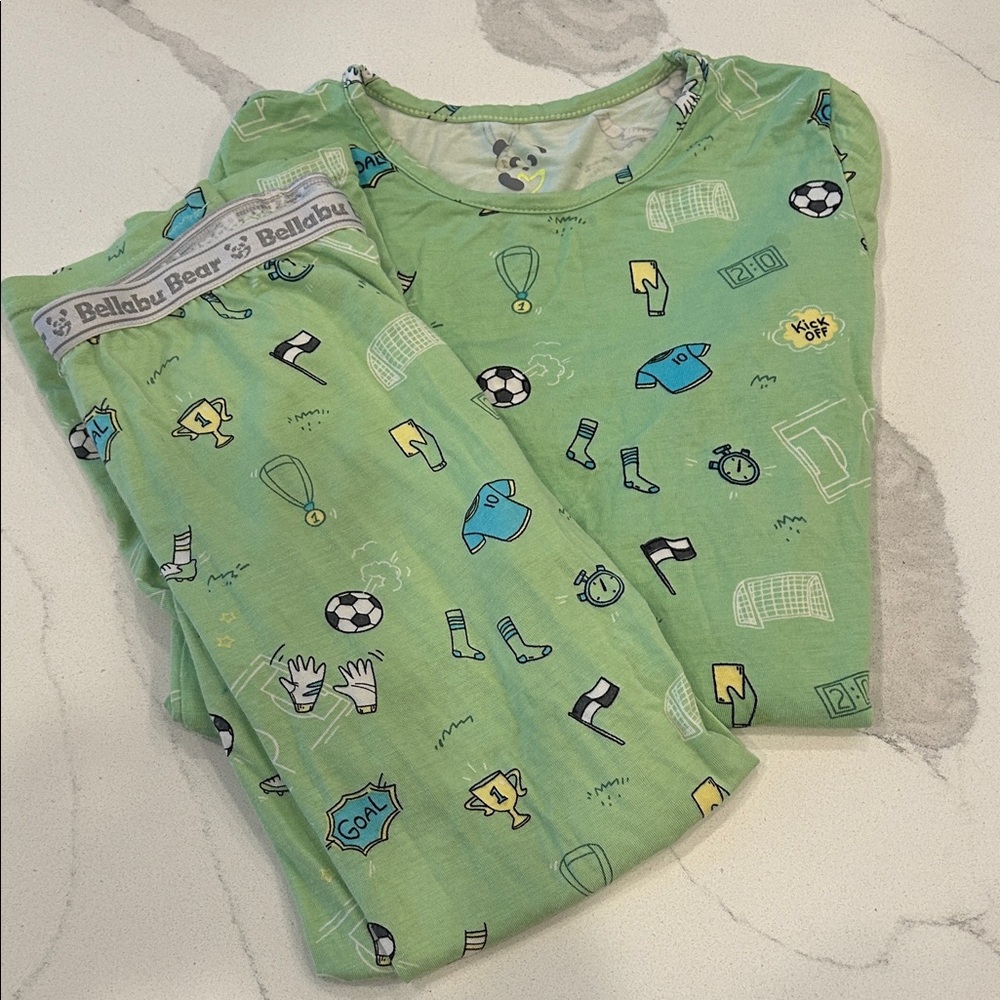 Bellabu Bear Kids Soccer Pajama Set - Green